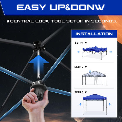 FANPAT 10x10 Pop Up Canopy Tent,300D Silver-Coating Top,1-Person Setup Commercial Heavy Dury Canopy Tent Instant Portable Shelter and Carry Bag, Bonus 8 Stakes and 4 Weights(Blue)