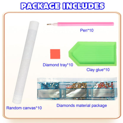 AiYuanzsh 10 Pack 5D Square Diamond Painting Kits for Adults, Full Drill Square Diamond Art Kits Scenery, DIY Square Drill Painting Crafts