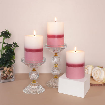 Cafemoon Floral Scented Pillar Candles Set of 3, 3x4 Inch Rustic Rough Texture Handmade Aromatherapy Candles, 35+ Hours Long Lasting Smokeless & Dripless for Home Decor Wedding Birthday Gift