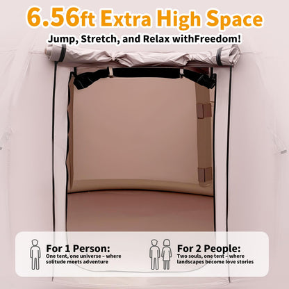 Inflatable Camping Tent with Hand Pump,4 Season Waterproof Outdoor Oxford Blow up 2-4Person with Mesh Windows & Door Tent House. (6.9x6.9 ft)