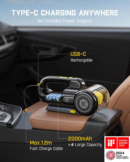 Fanttik Fold V10 APEX Pivot Cordless Car Vacuum, 17000Pa Handheld Vacuum Suction Power, Smart LED Display, Portable for Car Home Pet (Deluxe with Flexible Hose&Pet Brush)