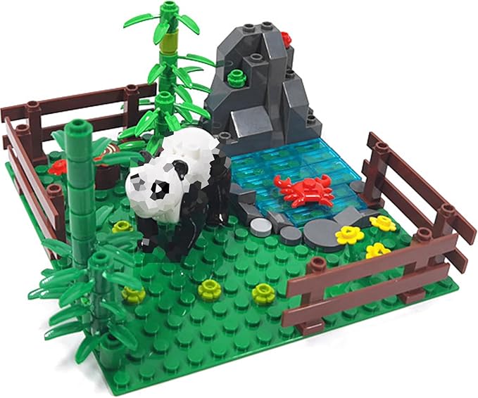 Farm Animals Zoo Building Block Set A Farm Animal Building Toys Sheep Horse Farm Chicken Coop Panda Giraffe Cowshed Duck Pond Compatible with Lego 853792 Accessory for Ages 6-12