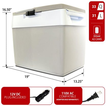 Koolatron 12V Iceless Cooler & Warmer – Portable Electric Cooler/Nevera Portátil Eléctrica for Car Truck Camper Boat, Hard Sided Mini Fridge for Camping Picnic Travel Lunch Food Drinks Office 33 qt