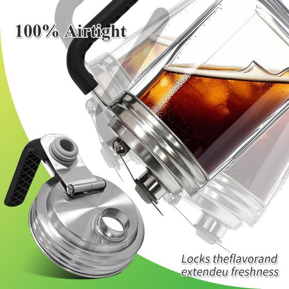 2PCS Mason Jar Pour Spout Lid Stainless Steel with Handle,Wide Mouth Pour Spout Flip Cap Lids for Mason Jars, Reusable Mason Jars Lid,Leak Proof Seal, for Drinking Salad Dressing & Food