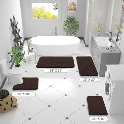 OLANLY Large Bath Rugs - Extra Soft Chenille with Rubber Backing | Quick Dry & Machine Washable, 40x24, Brown