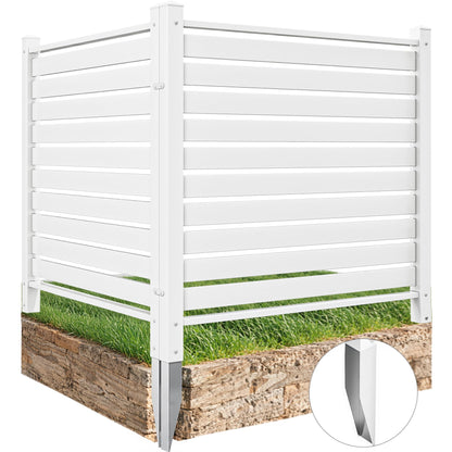 YITAHOME 44" W X 44" H Air Conditioner Fence Privacy Screen, Outdoor Trash Can Enclosure with Metal Stakes, Vinyl Pool Equipment Enclosure (4 Panels, White)