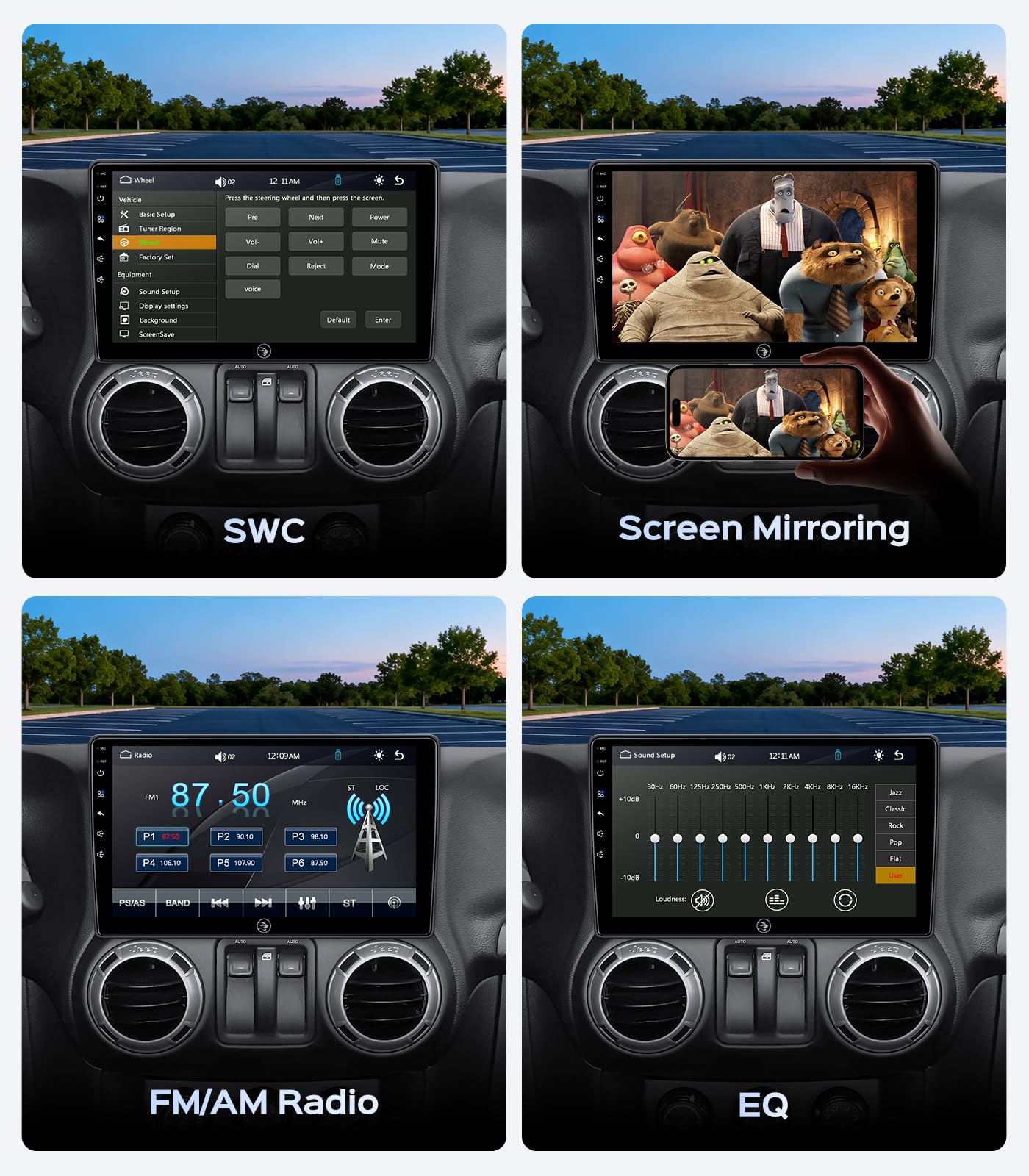 Linux Car Radio Stereo for Jeep Wrangler JK Compass Patriot Liberty Commander, 10.2 Inch Touchscreen Wireless CarPlay Android Auto GPS Navigation Head Unit WiFi Bluetooth FM/AM SWC
