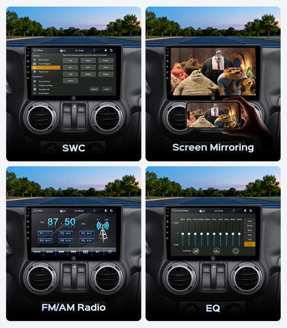 Linux Car Radio Stereo for Jeep Wrangler JK Compass Patriot Liberty Commander, 10.2 Inch Touchscreen Wireless CarPlay Android Auto GPS Navigation Head Unit WiFi Bluetooth FM/AM SWC