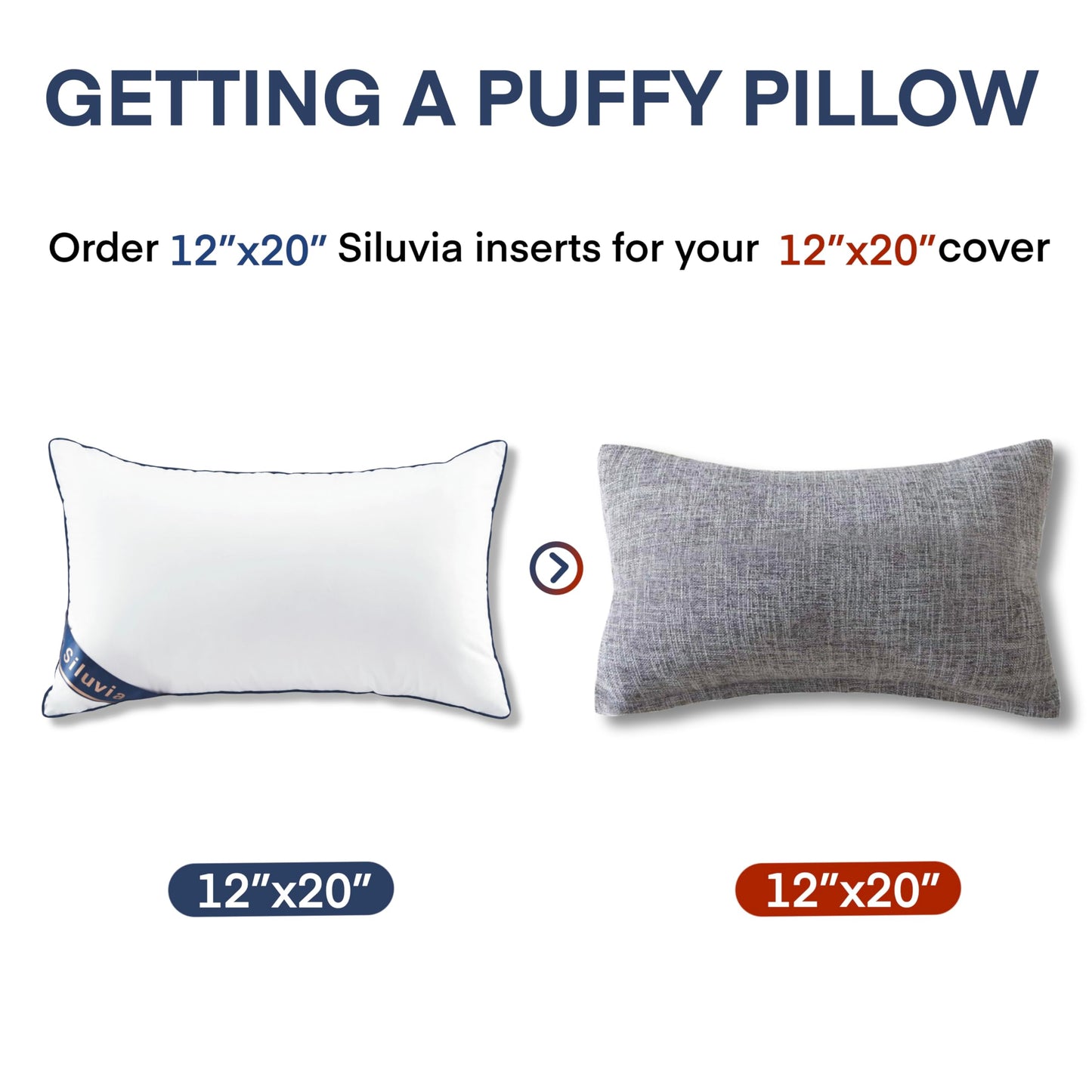Siluvia 20"x20" Pillow Inserts Set of 2 Decorative Square Square Throw 20 Pillows with 100% Cotton Cover for Sofa, Couch, and Bed - White