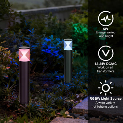 TRIPLE RABBIT Landscape Pathway Lights with APP Control, 12V Low Voltage Outdoor Garden Lighting, IP65 Waterproof LED Bollard Path, Warm White Walkway for Yard Lawn Driveway and Pathways (6Pack)