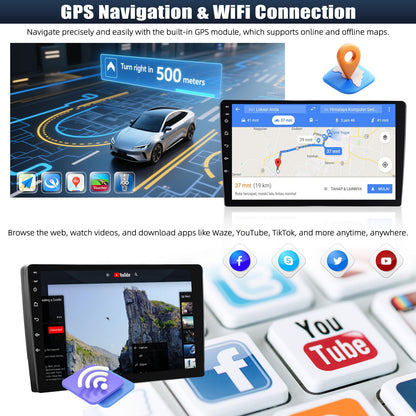 8 Core 6+128G Android 15 for Jeep Compass Patriot 2010-2016 A-pple Car Stereo Radio with Wireless CarPlay Android Auto, 10”1280×720P IPS Touchscreen Bluetooth 5.0 GPS WiFi 32EQ DSP 59UI Rear Camera