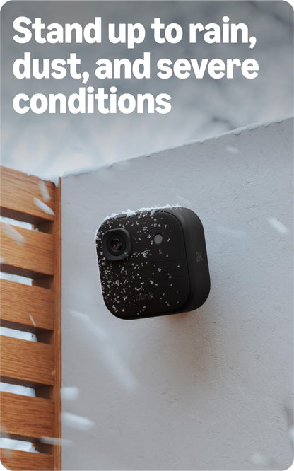 Blink Outdoor 2K+ (newest model) — Wireless smart security camera, 2K video resolution, enhanced audio, two-year battery. Sync Module Core included — 5 camera system (Black)