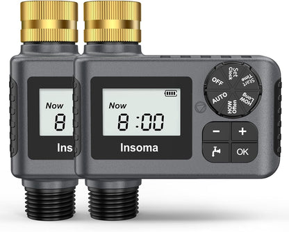 Skiennix Water Timer - 2 PCS Brass Inlet Sprinkler Timer with Rain Delay & Automatic Drip Irrigation System for Lawn Care