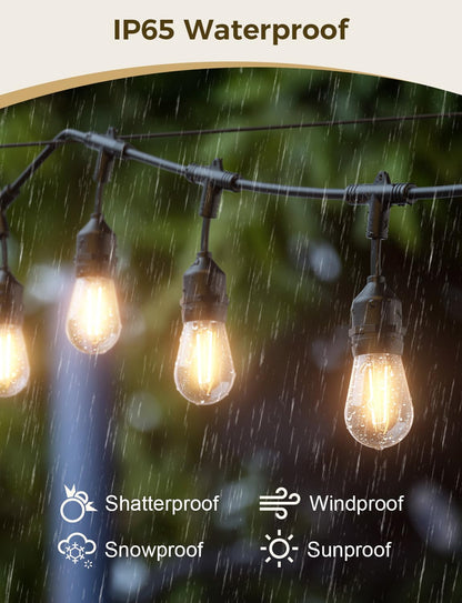 XMCOSY+ Smart LED String Lights for Outside 144Ft with 45 Dimmable Edison Bulbs Waterproof Shatterproof