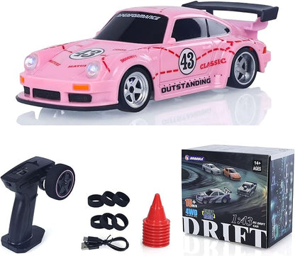 TOUCAN RC HOBBY 1/43 2.4G Radio Control Drift Car Racing Vehicles High Speed 15KM/H 4WD Mini Car Model Battery Lights RTR Gift for Ages 14+