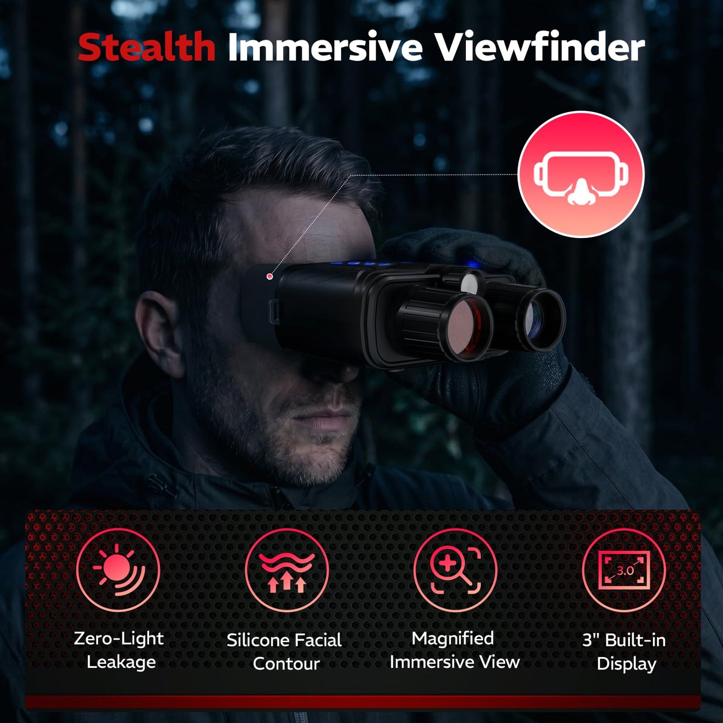 VisioGear Night Vision Binoculars - Eagle Pro 4K Night Vision Goggles for Adults with Upgraded CMOS Sensor, 2600FT Range, 850nm IR Illuminator, 5000mAh Battery, 32GB SD Card, Stealth Black