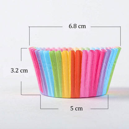 Rainbow Baking Cups by Cupcake Cases - 100 Pcs Paper Cup Set for Weddings & Birthdays