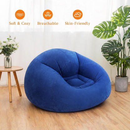 Sel Natural 6 Pcs Inflatable Bean Bag Chairs with Electric Air Pump Inflatable Chairs Blow up Couch Folding Portable Inflatable Lazy Sofa for Movie Night Living Room Outdoor Camping (6, Royal Blue)