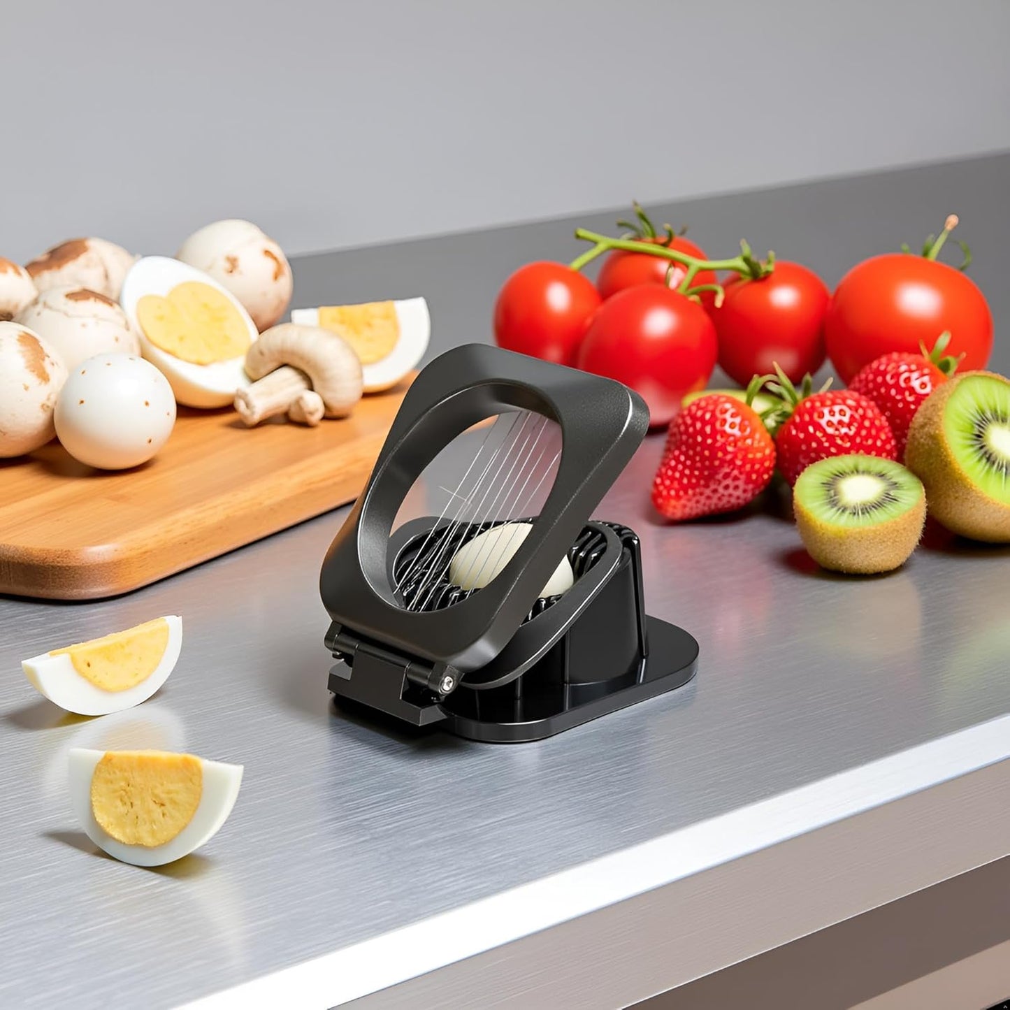 Skiennix Egg Slicer - Heavy Duty Stainless Steel Cutter with 3 Slicing Styles | Easy to Clean