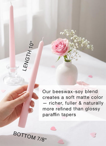 Homeology 6 PK 10" Classic Taper Candles, Pale Pink, 7-8 Hours Long Burning, Unscented Tall Candlesticks