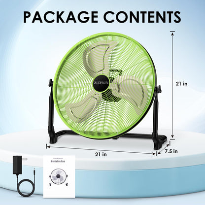 ZIZIWIN 18'' Rechargeable Battery Operated Floor Fan, Portable Cordless Camping Fan Outdoor, Long Lasting Battery Powered Fan, 360° Tilt, Wireless, USB Output, for Home Gazebo Greenhouse Outside Gym