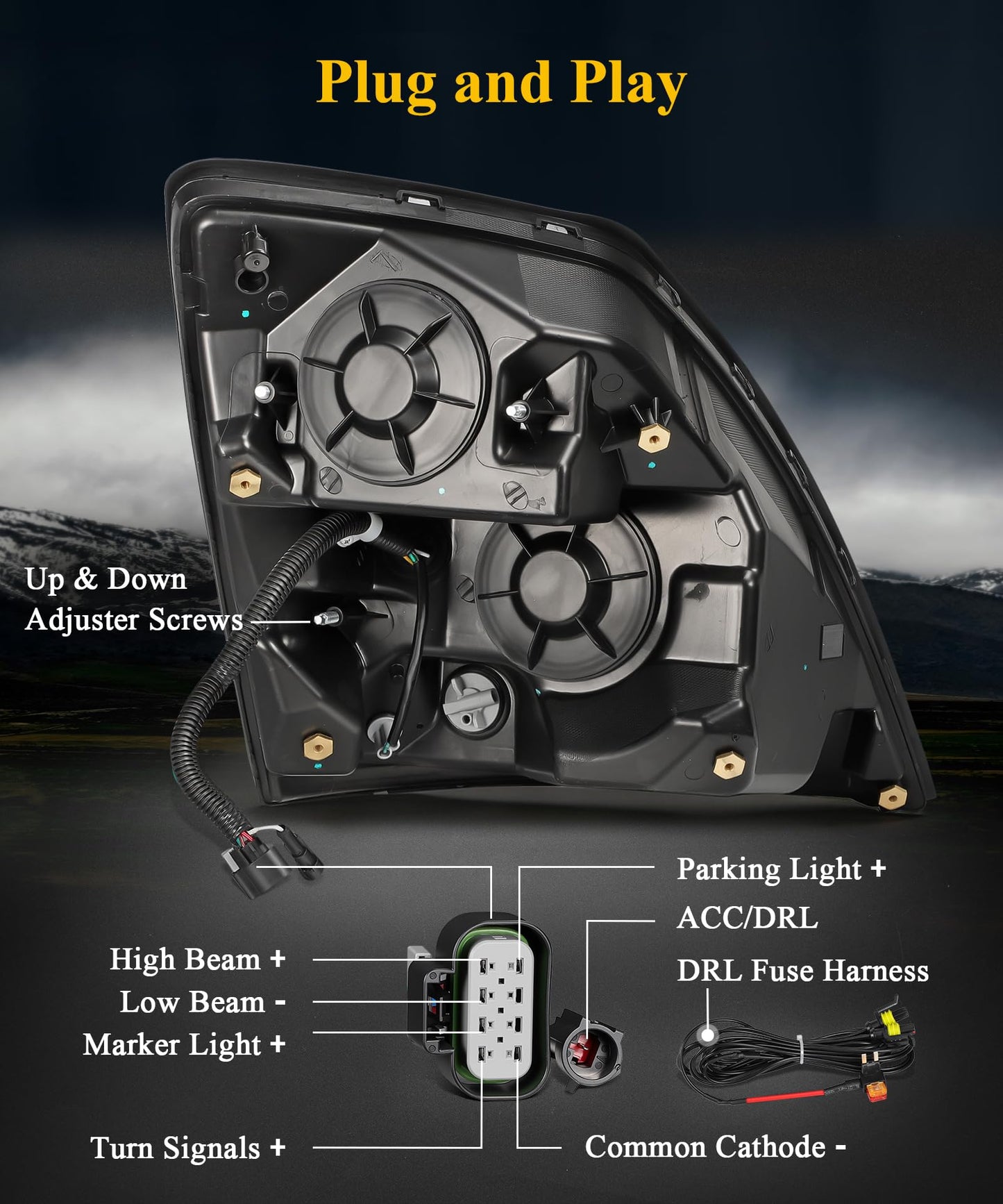 Partsam LED Headlights Assembly Compatible with VNL VN 2004-2017, DOT Approved with Start Animation High/Low Beam Sequential Turn Signal DRL Marker Lights, IP67 6500K