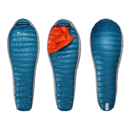 Mountaintop Down Sleeping Bag - 15 Degree F 650 Fill Power for Backpacking, Ultralight Compact Portable Hiking Camping With Compression Sack for Adults, Teen (800g-Blue New)