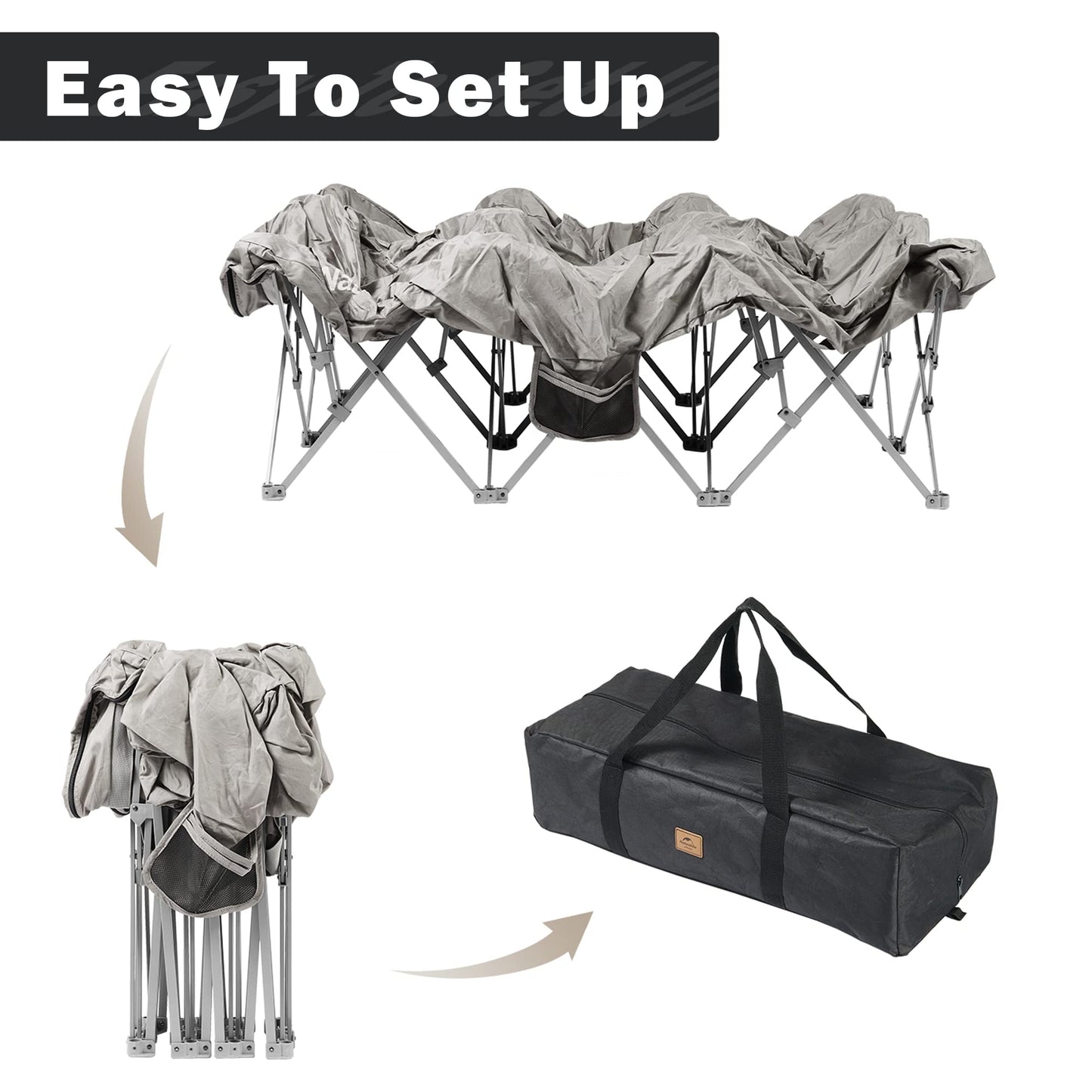Naturehike CosyWild 2 Person Camping Cot Frame Only, Air Mattress Not Included, Folding Full Size Camping Bed Frame with Side Pocket and Carry Bag
