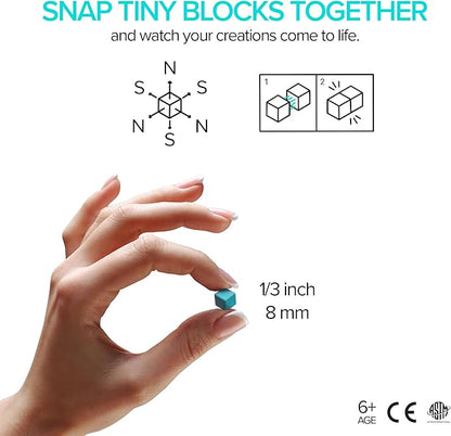 PIXIO Mini Magnetic Blocks Building Toy in The Pixel Art Style with Free App - 5/16 Plastic Cubes with Magnets Inside - Open Ended Toy - Creativity Toy for Ages 6+ PIXOPLASMA - 60pcs
