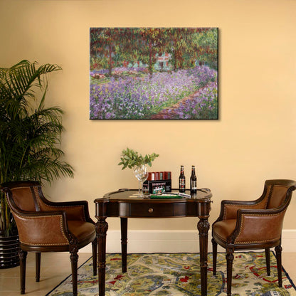 Irises in Monet's Garden, 1900 by Claude Monet - Large Canvas Art Bathroom Wall Decor Painting Print Framed for Living Room Bedroom Home Kitchen Decorations 24" x 36"