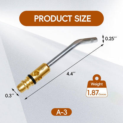 JZWELD A3 A5 A8 Air Acetylene Torch Tip Kit, 3/16" 1/4" 5/16" Tip Size for PLF-A5/G-4 Handles, Air Acetylene Tip with Flint Striker, Light/Medium Duty Air Acetylene Swirl Quick Connector Flame Tip
