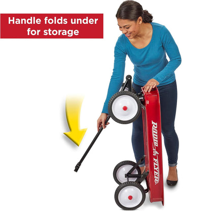 Radio Flyer Classic Red Wagon, For Kids 1.5+, All-Steel Body with No-Scratch Edges, 10" Rubber Tires, Extra-Long Handle Folds Under, Controlled Turning Radius, 200 lb Capacity, Wagon for Kids or Cargo