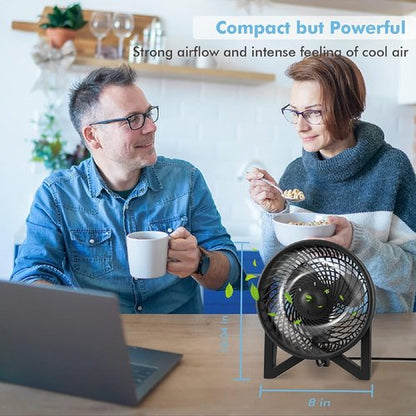 Dr.Prepare 8-Inch Desk Fan - Powerful & Quiet Tabletop Cooling Fan for Home & Office, Black