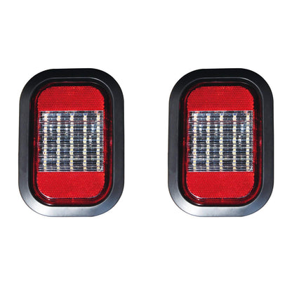 All Star Truck Parts 25 LED Reverse/Backup Light with Red Reflector Grommet & Pigtail, Qty 2, Size 5inx3in, Color Red