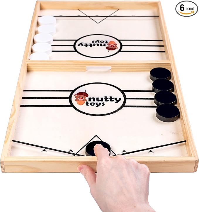 Nutty Toys Sling Puck Family Game XL - Fast &amp Rapid Tabletop Table Battle Top Xmas Gift 2025 Unique Kids &amp Adults Christmas Stocking Stuffer Idea Best Teenage Girl Teen Boy &amp Tween Hol