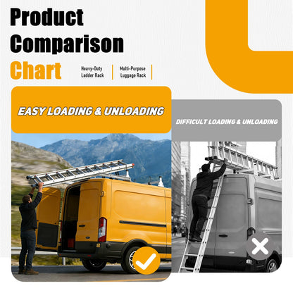 Cargo Van Roof Ladder Rack with Roller Fit for 2015-2024 Ford Transit 150 250 350, 54" Heavy Duty Van Ladder Roof Rack 800 Lbs Load Capacity 3 Bars