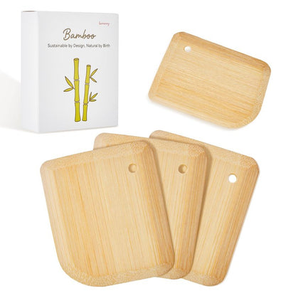 Bamboo Pan Scraper, Pot Scraper, Food Scraper, Kitchen Scraper Tools for Cast Iron Skillets, Cookware, Dishes, Pans and Pots (4 Pcs)