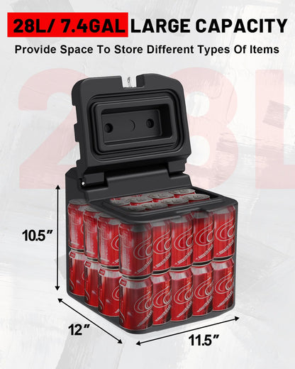 StarknightMT UTV Under Seat Storage Box with Lock 28L/ 7.4Gal Compatible with Polaris Ranger XP 1000/Crew 2018-2026 Waterproof Storage Box Replace #2882910