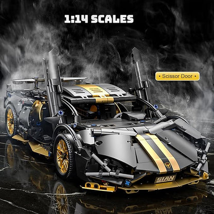 Sport Race Car Building Block Sets for AdultsBlack Technical Racing Supercar Toys Kits Collectible 1:14 MOC Model Construction Birthday Gifts for Boys Men Teens Age 8+ 8-12 8-1414+