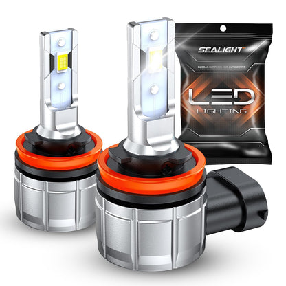 SEALIGHT H11 LED Fog Light Bulbs, 600% Brightness, 360? Illumination, Cool White 6500K, Model F4 H9, Pack of 2