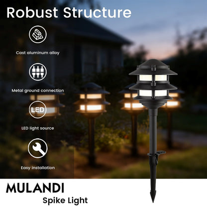 MULANDI 6 Pack Pathway Lights Outdoor, Metal IP54 Waterproof Bright Integrated LED Landscape Light for Walkway Garden Yard Patio Decoration, 3000K Warm White, Black, ETL, UL