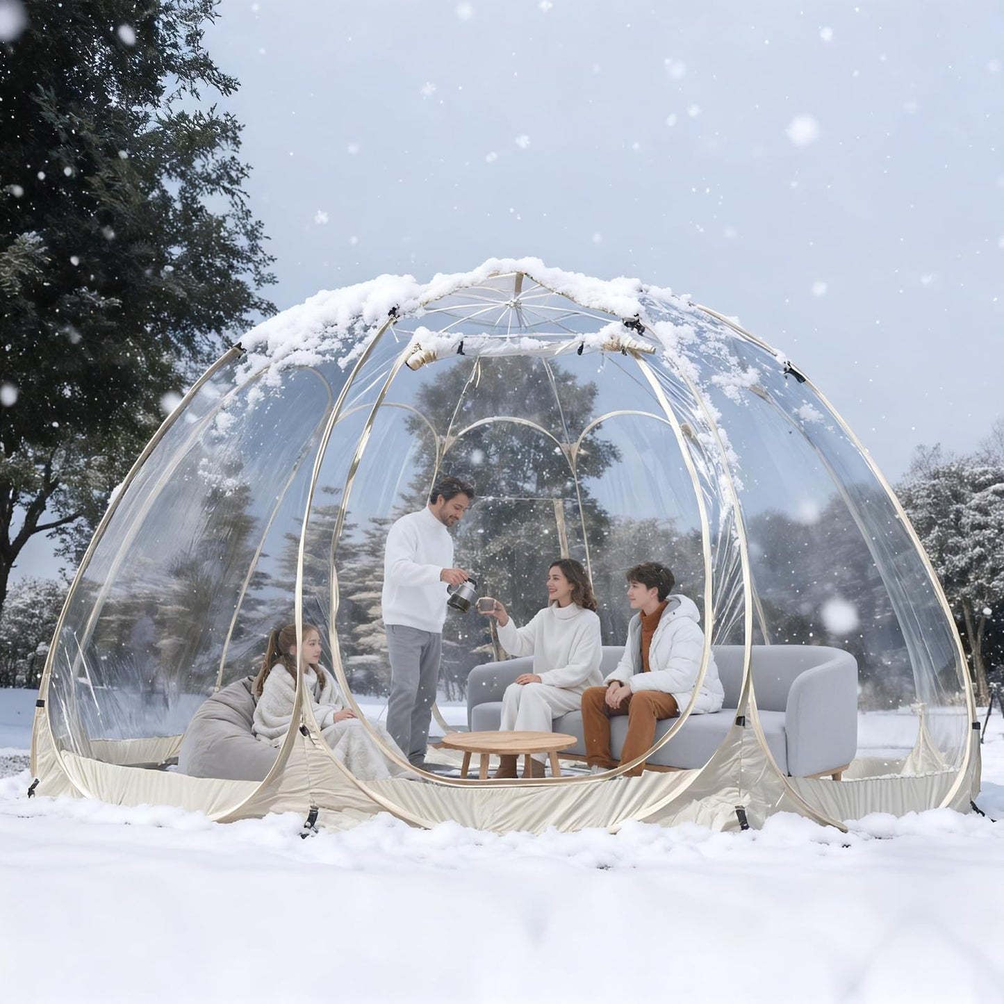 Pop Up Bubble Tent,15 x 15 ft Outdoor Greenhouse Clear Camping Shelters,8-12 Persons Igloo Tent,PVC 540°Degree Fully Transparent,Weatherproof and Cold Protection Portable,for Patio and Backyard