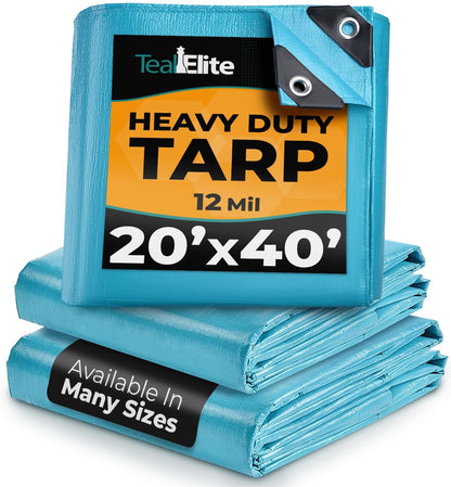 Heavy Duty Tarp Bundle - 2 Sizes - 20x30' and 20x40' - Waterproof, Multipurpose for Camping, Pools, Tent, Boat, RV, Cars