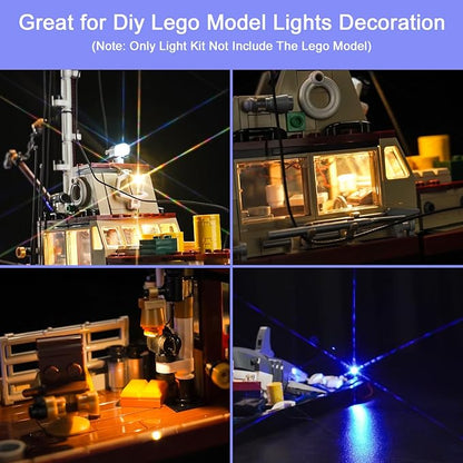 Upgraded Led Light Kit Compatible with Lego Ideas Jaws Building Set RC Version Compatible with Lego 21350 (Model Not Included)