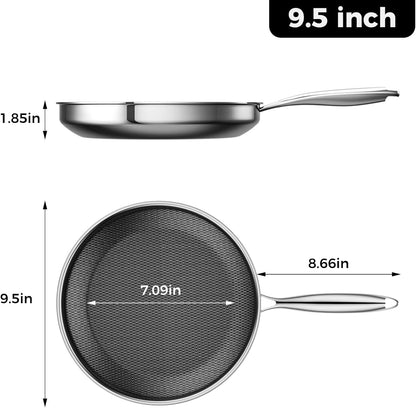 Skiennix Nonstick Frying Pan - 9.5 Inch Hybrid Design with Stay-Cool Handle | Dishwasher Safe & Oven Safe