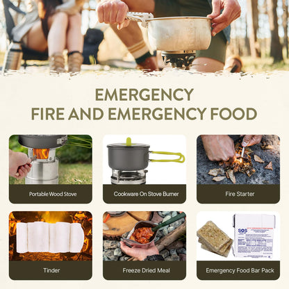 TacPreps 72 Hour Survival Kit, 45L Bug Out Bag with Emergency Food, Water Filter, First Aid Kit, Shelter and Survival Tools