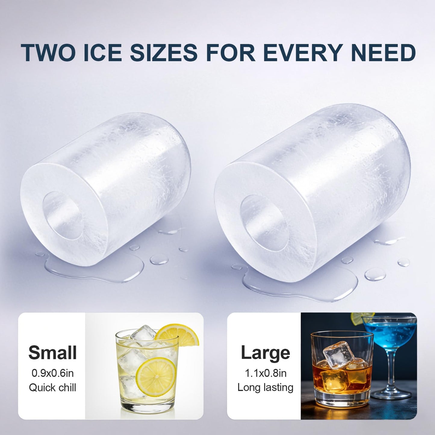 38lbs Per Day Countertop Ice Maker, 9 Ice Cubes in 3.5 Minutes, Self-Cleaning Portable Ice Machine with 2 Bullet Sizes for Kitchen, Camping, RV, and Party