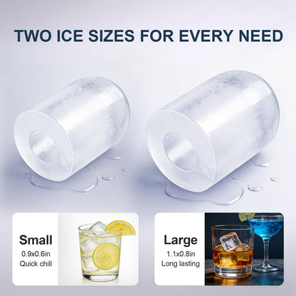 38lbs Per Day Countertop Ice Maker, 9 Ice Cubes in 3.5 Minutes, Self-Cleaning Portable Ice Machine with 2 Bullet Sizes for Kitchen, Camping, RV, and Party