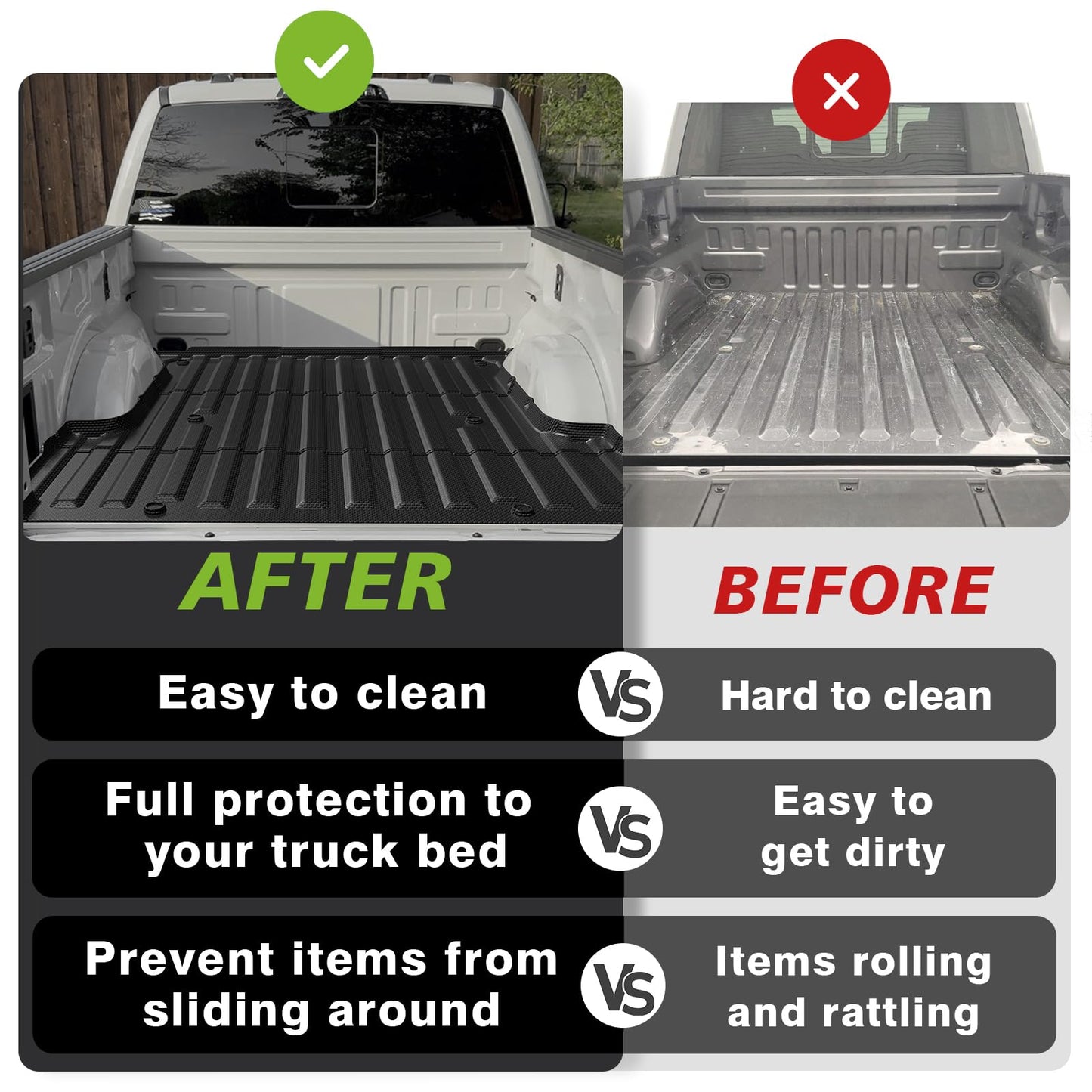TripleAliners Truck Mat Compatible with 2024-2026 Ford F150 & Lightning 5.5FT Accessories, Truck Bed Mat Heavy Duty Custom Fit All Weather Protection TPE Pickup Liner