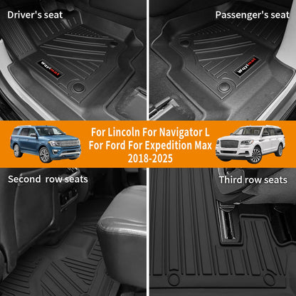 Custom Floor Mats Cargo Liner and Backrest Mat for 2018-2024 Ford Expedition Max/Lincoln Navigator L 7 Seat Accessories TPE All Weather (Only for Max and L 7 Seater)